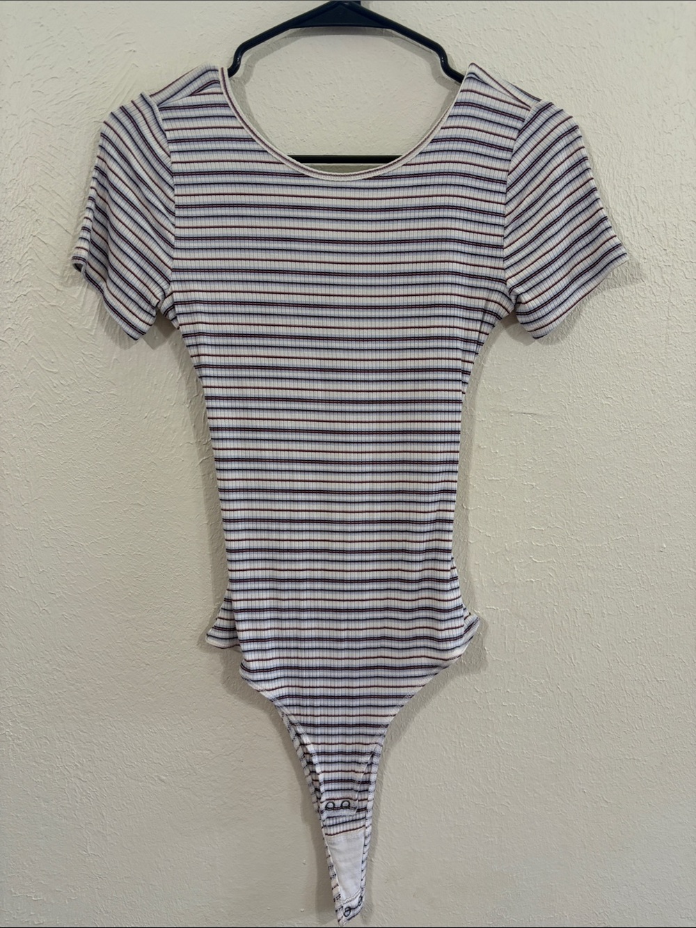 Hollister Striped Short-Sleeve Ribbed One-Piece Bodysuit